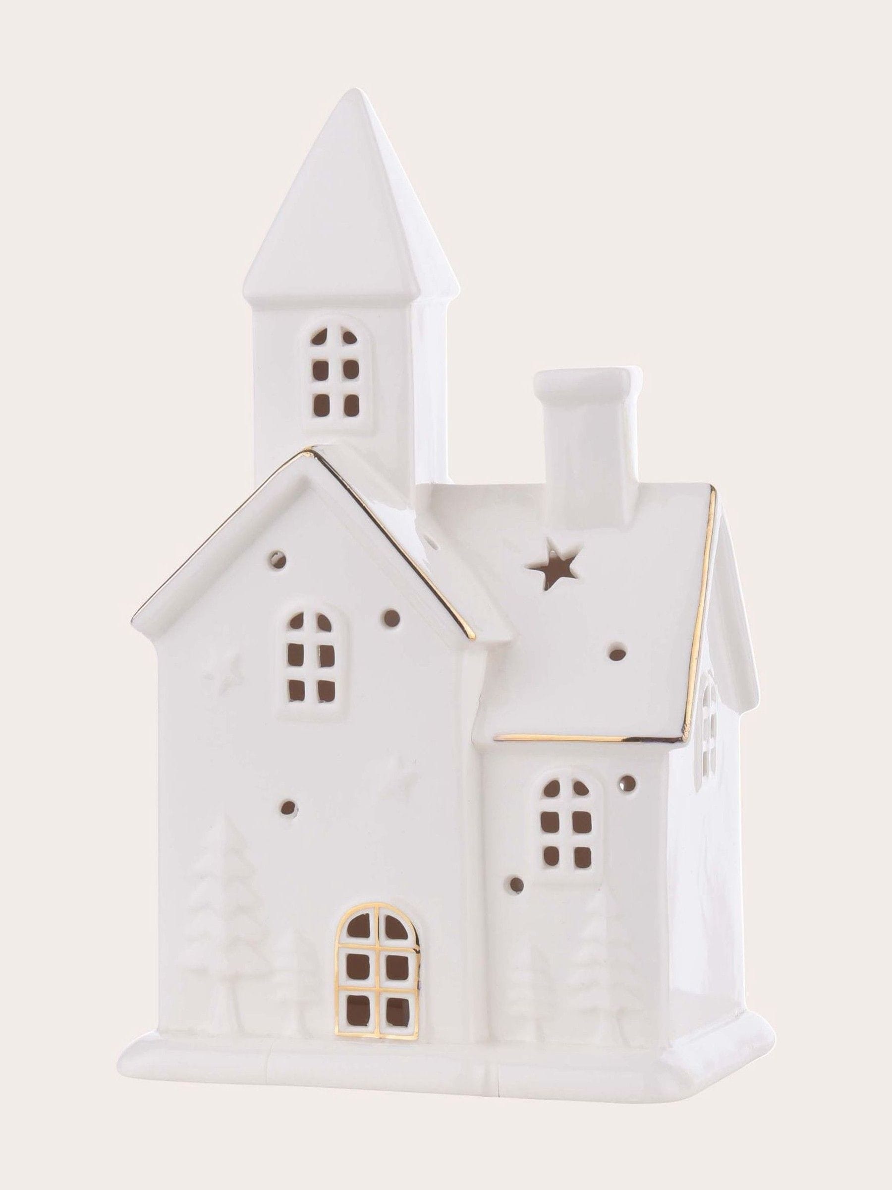 Laura Ashley pre-lit white ceramic house ornament - British product