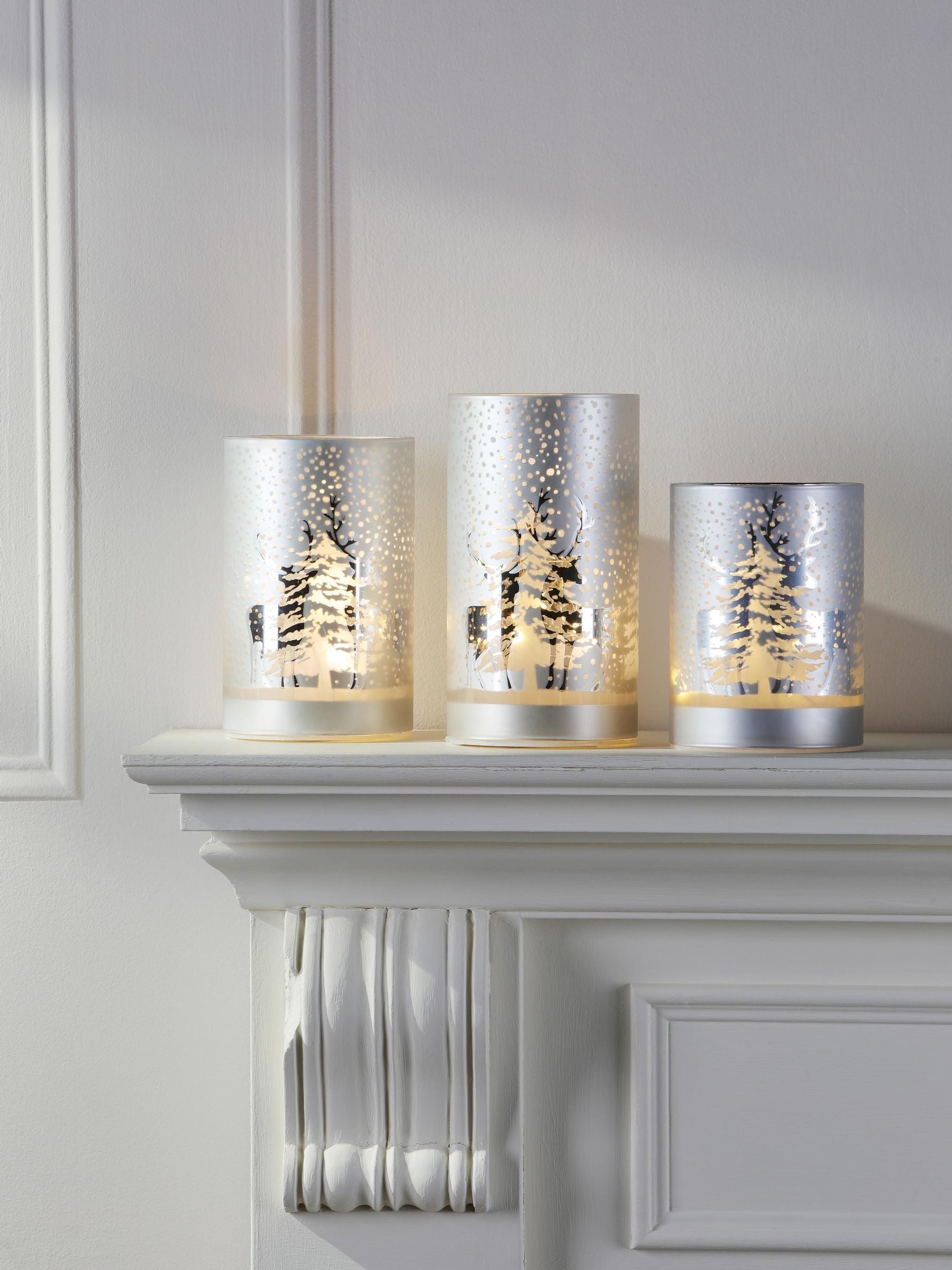 Laura Ashley silver tone frosted LED candles set of three, UK version