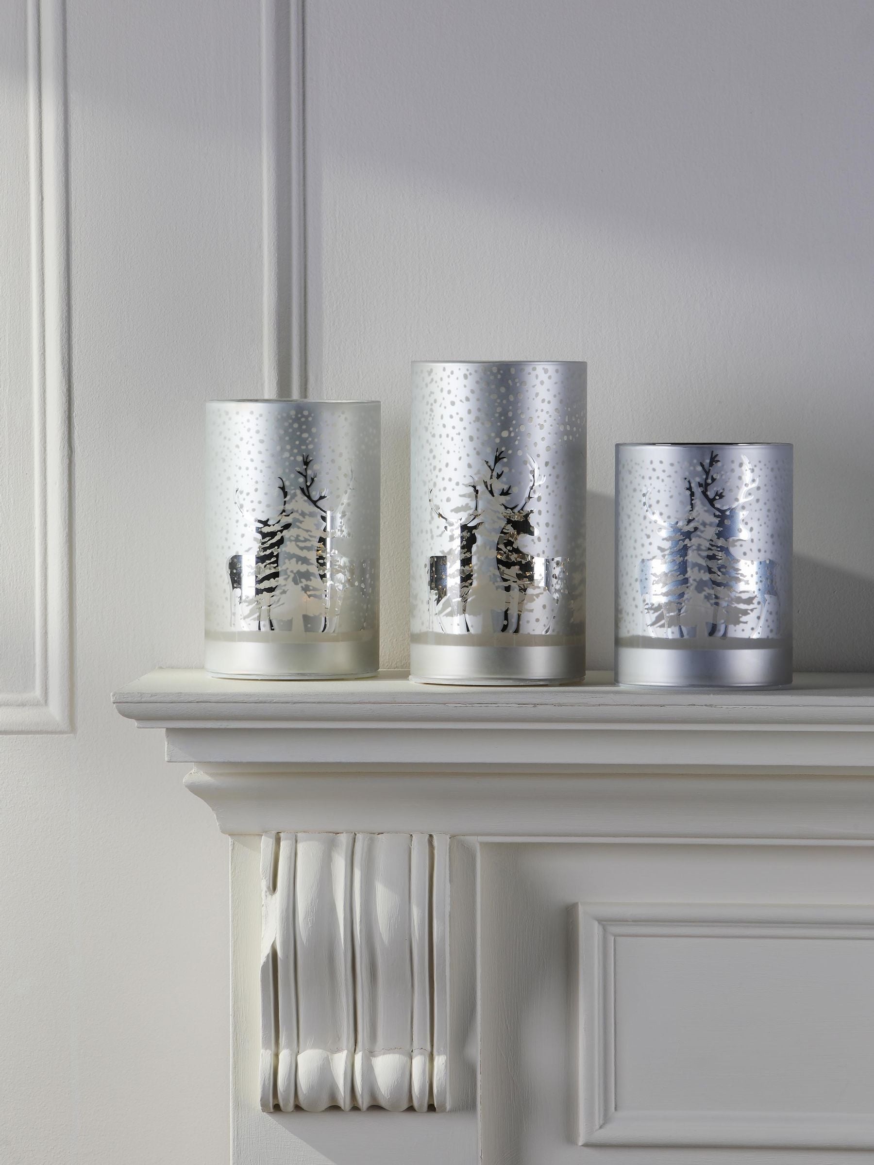 Laura Ashley silver tone frosted LED candles set of three, UK version