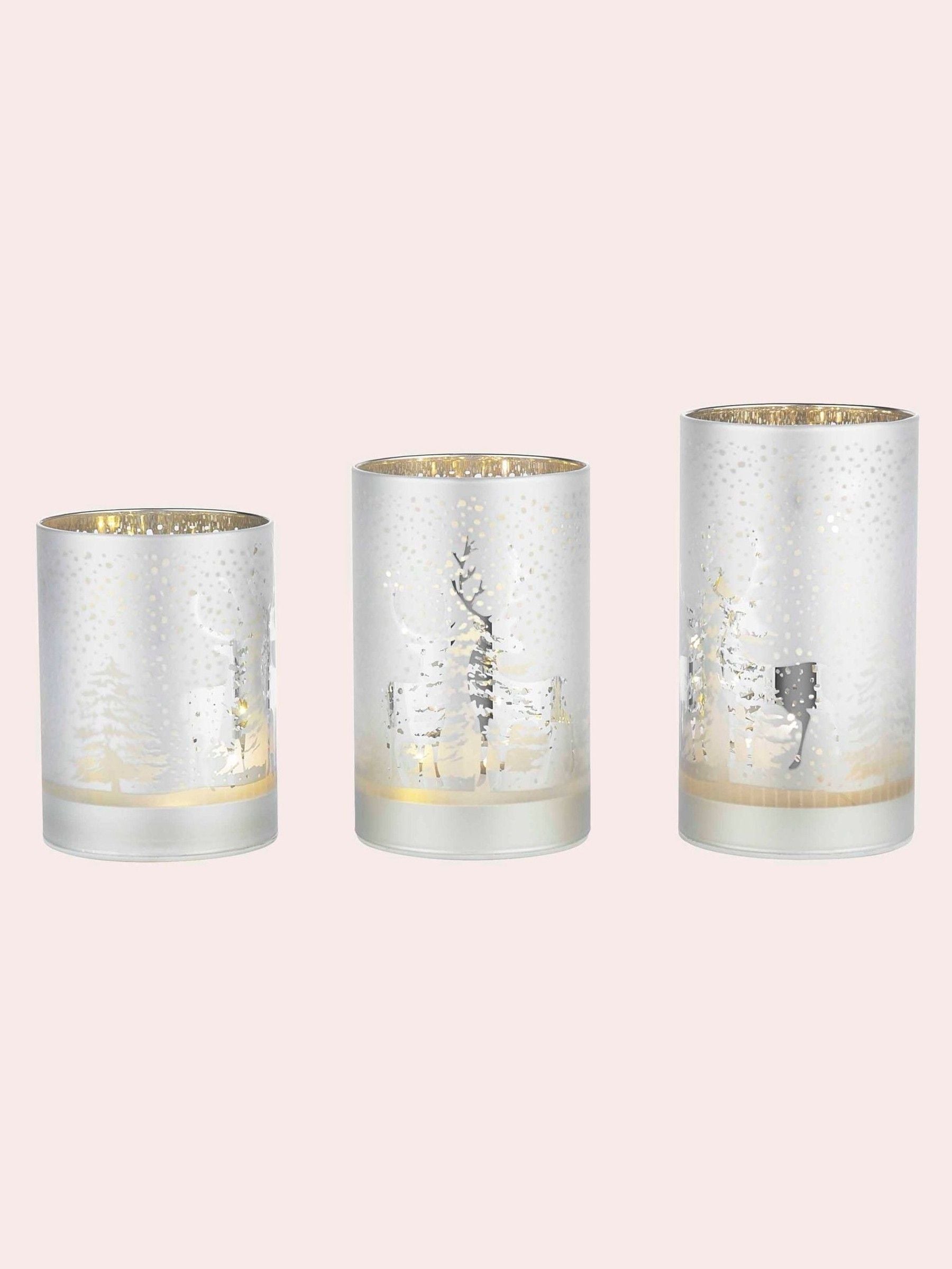 Laura Ashley silver tone frosted LED candles set of three, UK version