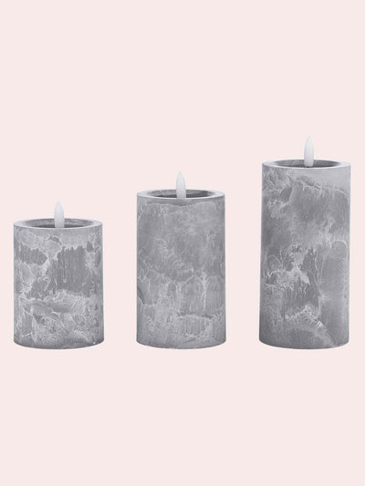 Laura Ashley Grau Set aus 3 Stein-Effekt-LED-Kerzen für Zuhause