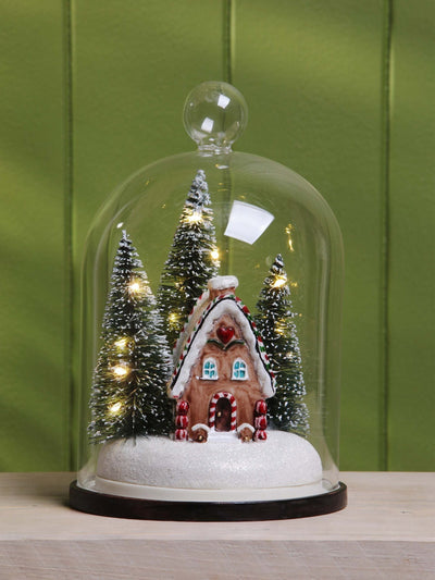 Next Laura Ashley Clear Christmas Gingerbread House Lit Cloche Decoration- Buy online at McGrocer