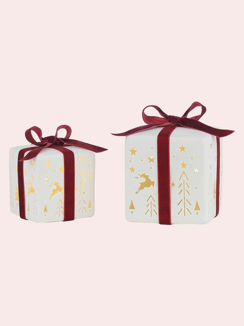 Laura Ashley ceramic gift boxes white red bows (British brand)