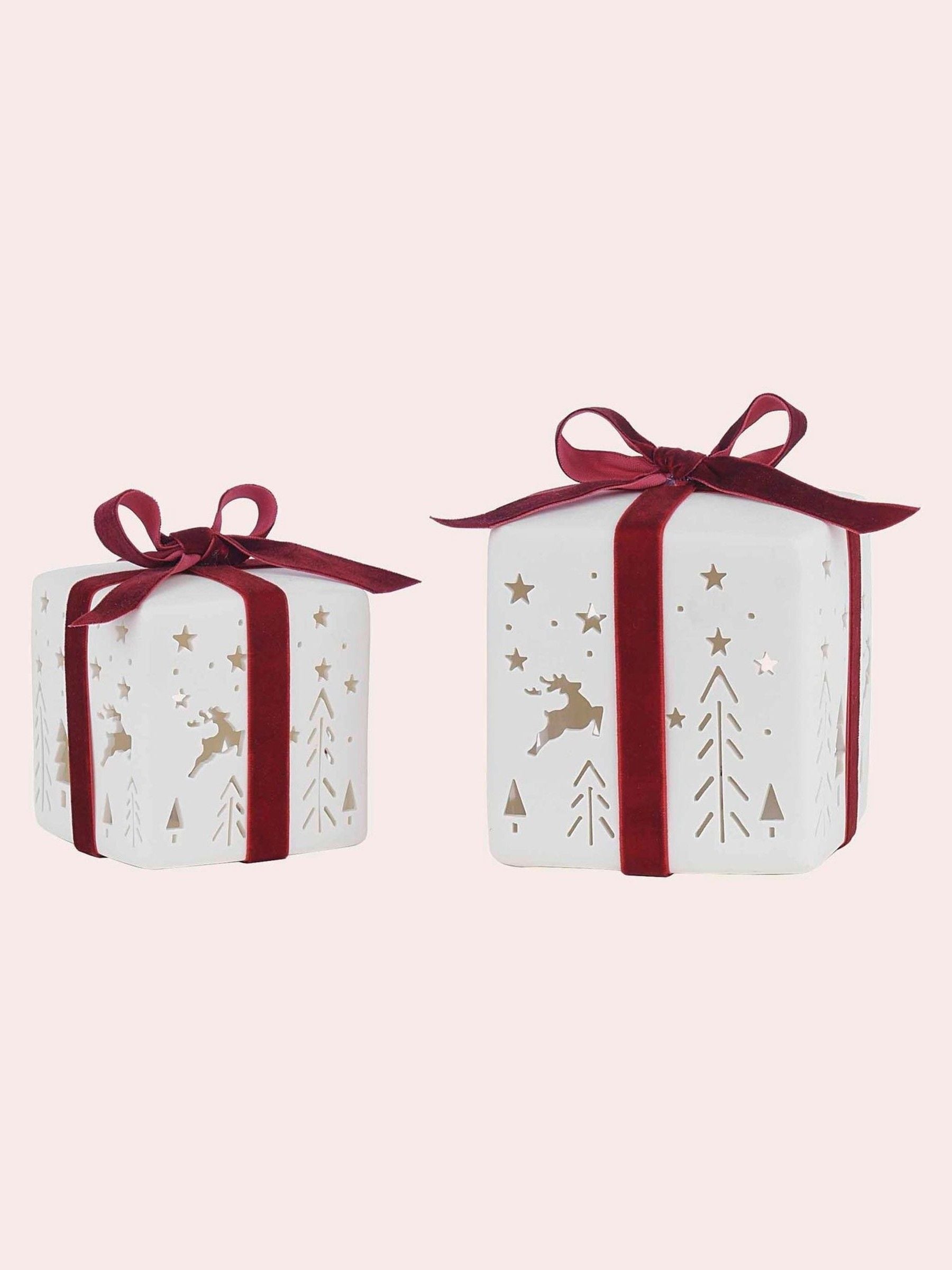 Laura Ashley ceramic gift boxes white red bows (British brand)