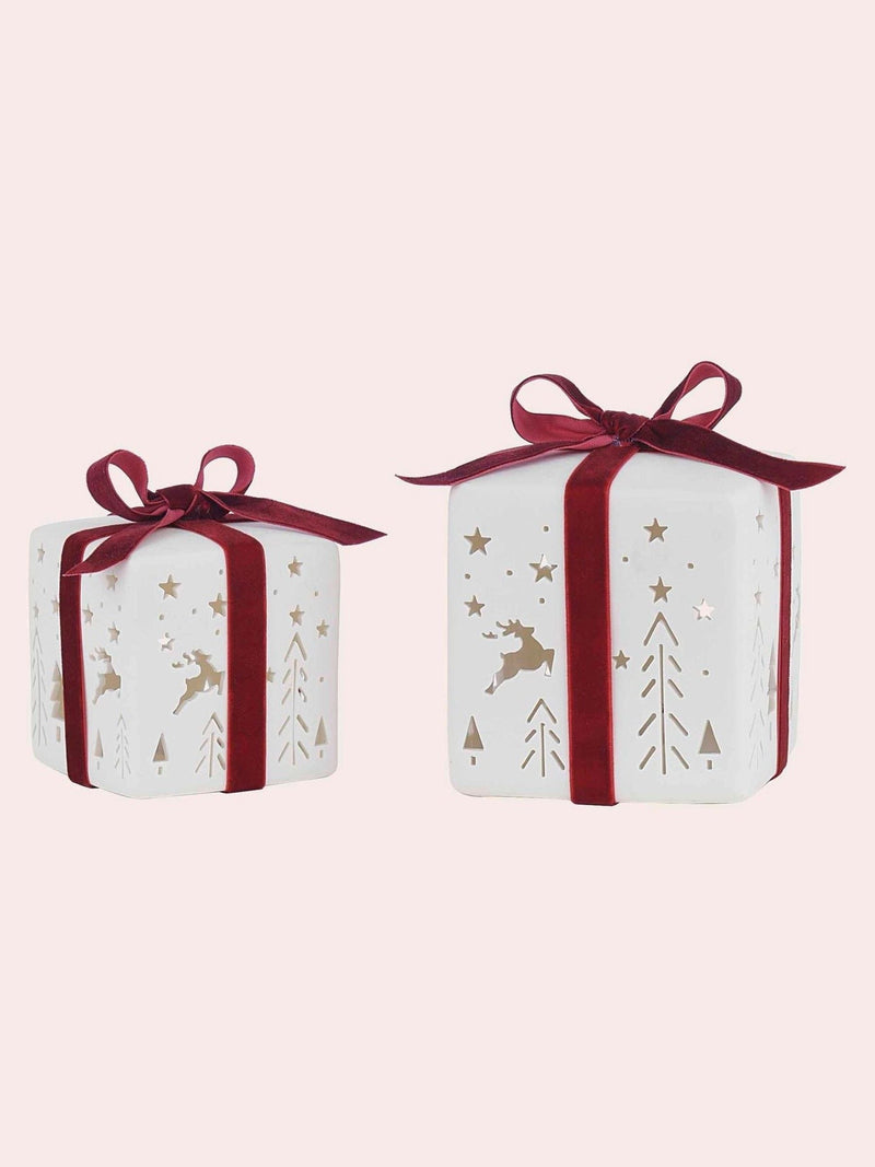 Laura Ashley ceramic gift boxes white red bows (British brand)