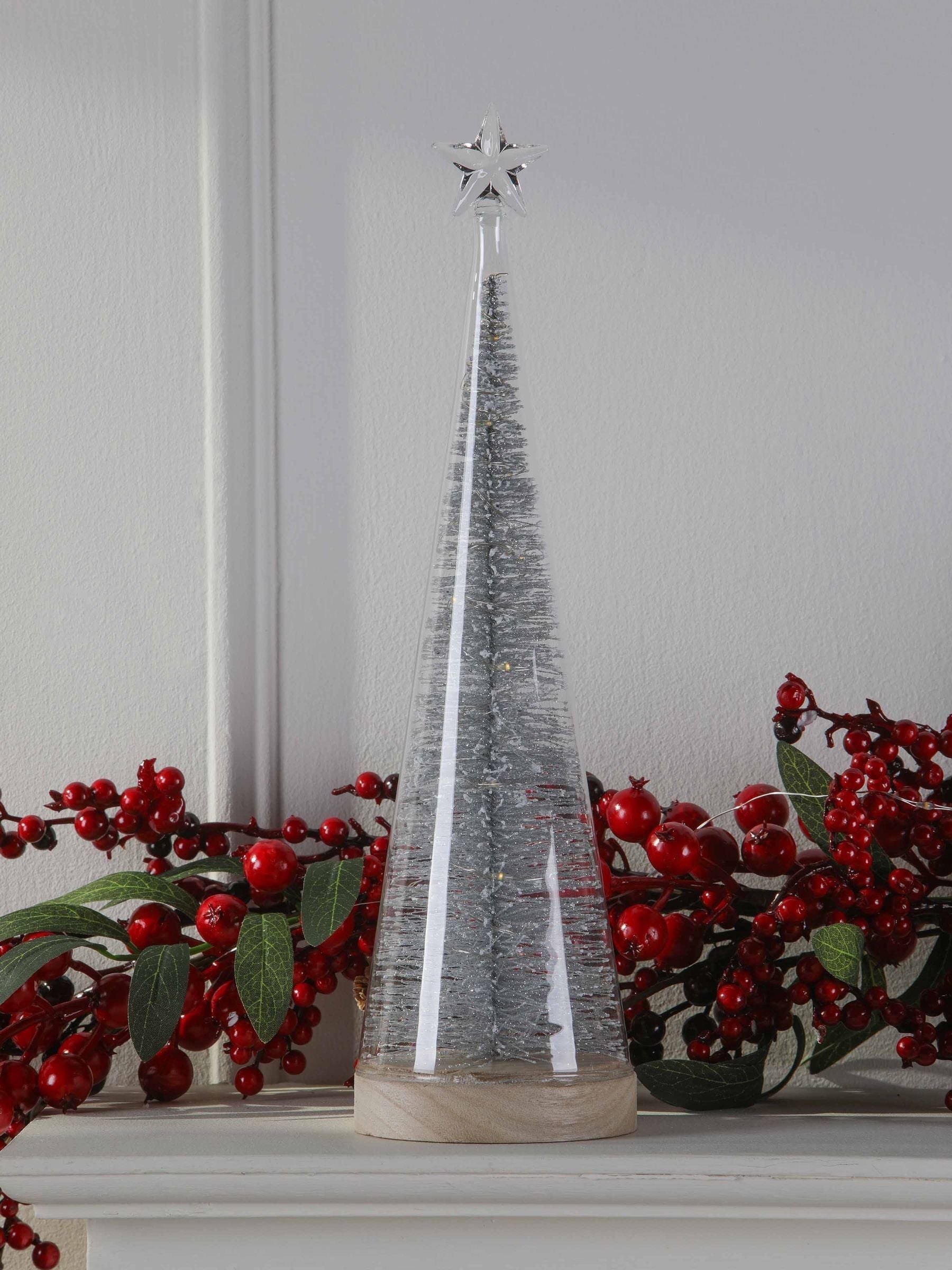 Laura Ashley pre-lit glass Christmas tree ornament 30cm, imported from the UK
