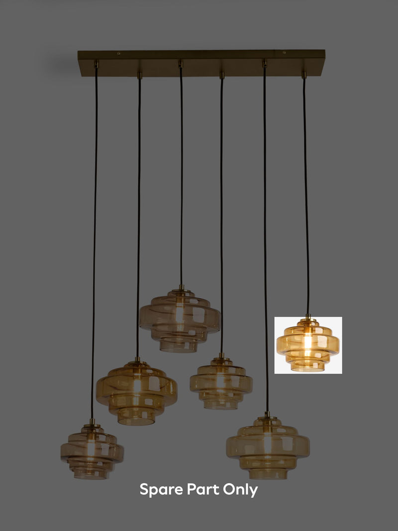 Luca Linear Pendant amber orange glass shade, imported from the UK