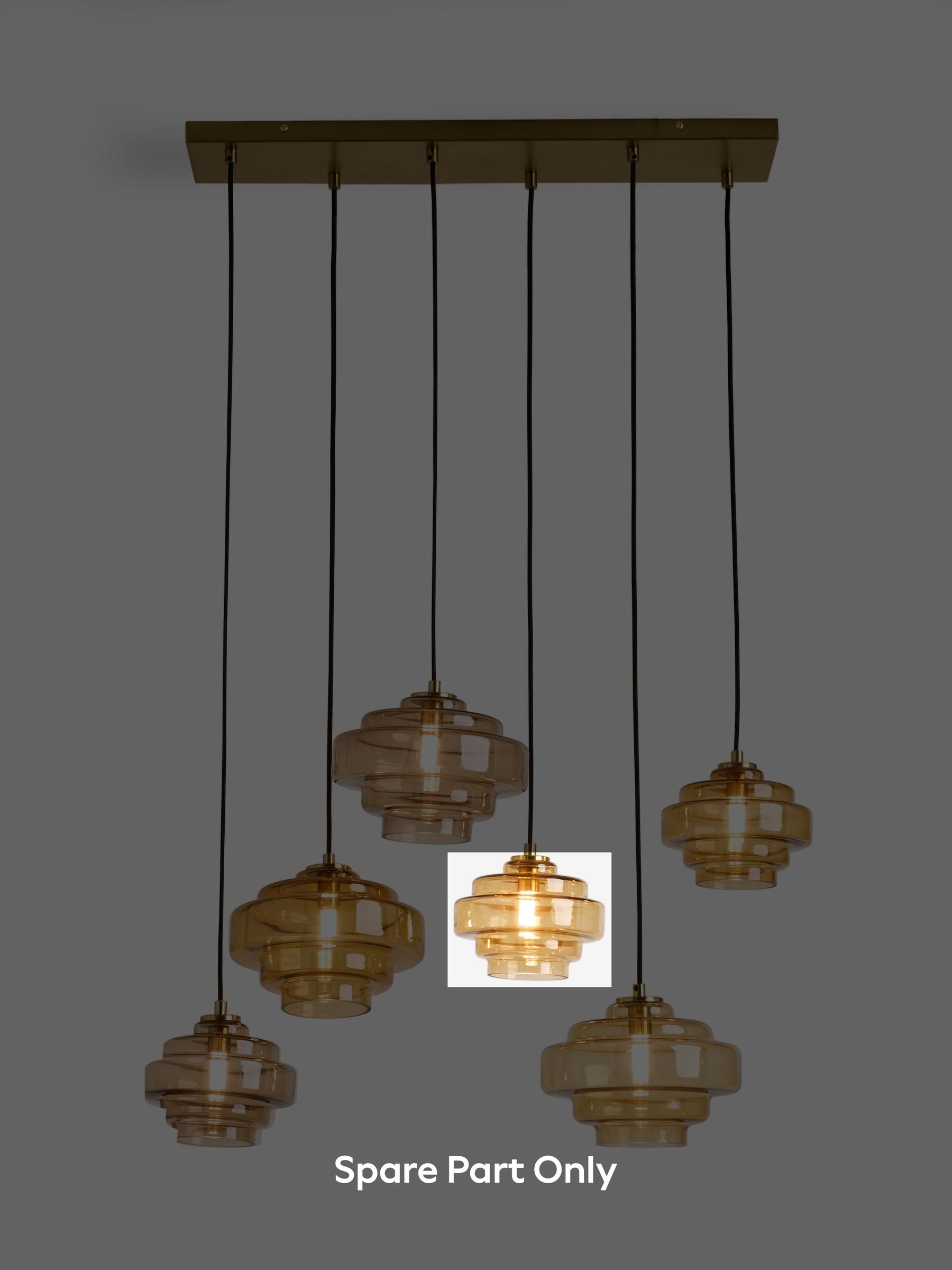 Amber orange Luca Linear pendant glass shade, imported from the UK