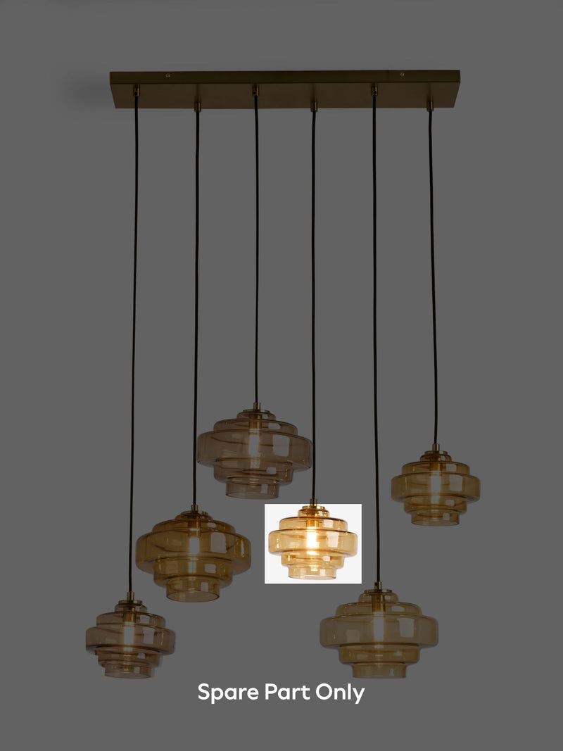 Amber orange Luca Linear pendant glass shade, imported from the UK