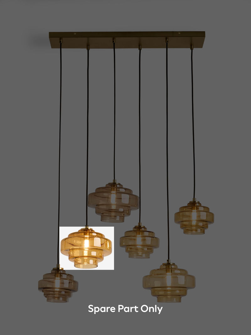 Amber orange Luca Linear Pendant glass shade, imported from the UK