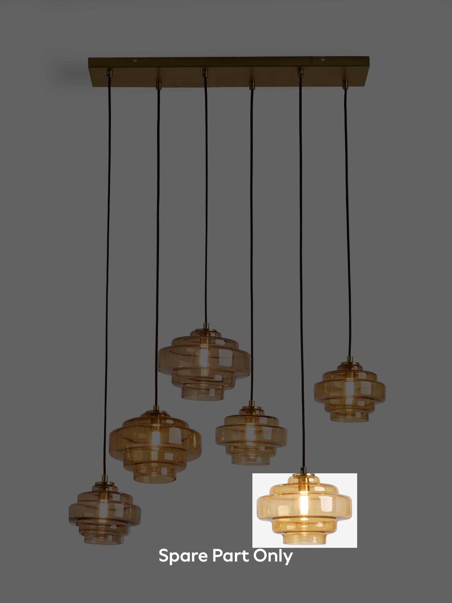 Luca pendant glass shade amber orange 22cm, imported from the UK