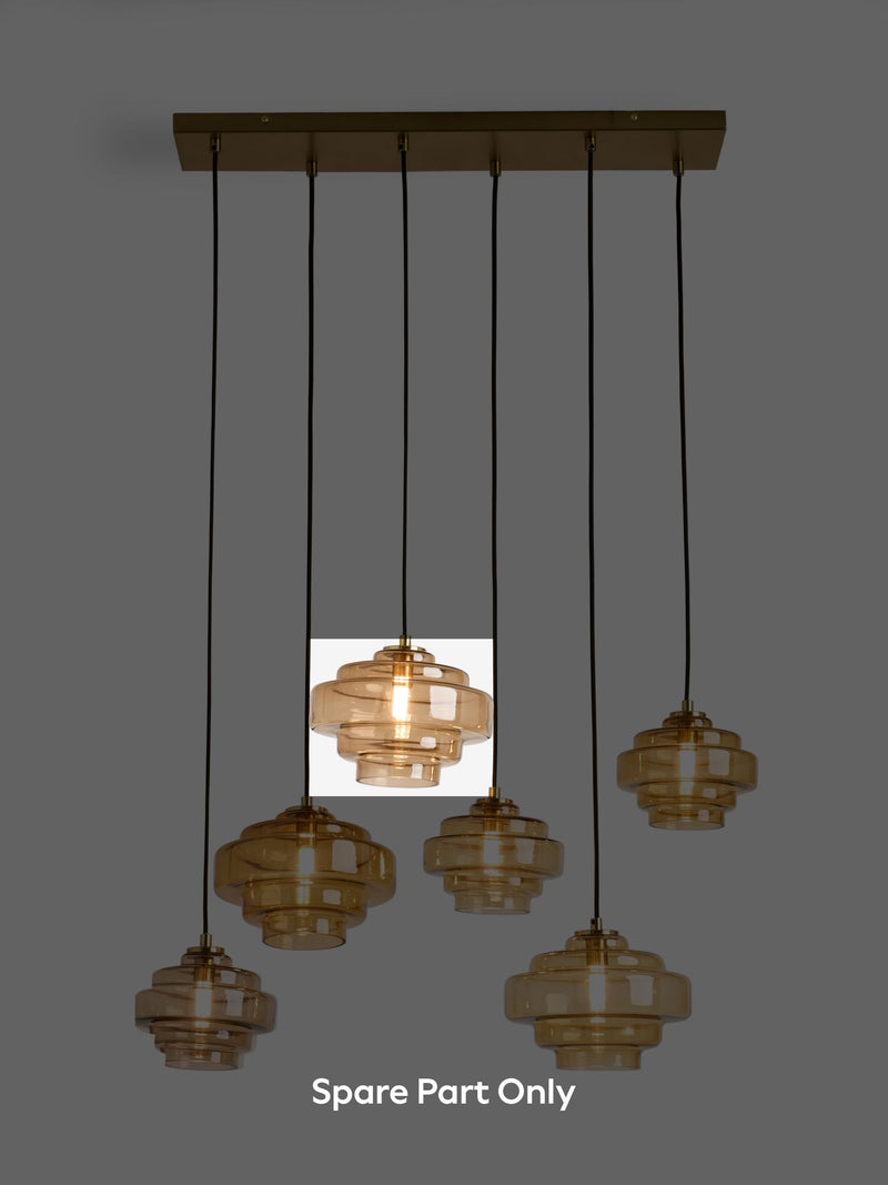 Brown Luca Linear pendant glass shade 22cm, imported from the UK