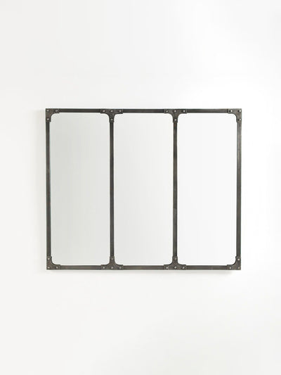 Next La Redoute Intérieurs Brushed Metal Lenaig Industrial Wall Mirror 120x100cm- Buy online at McGrocer