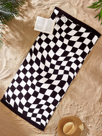 Next Catherine Lansfield Black/White Checkerboard Beach Towel 76cm x 160cm- Buy online at McGrocer