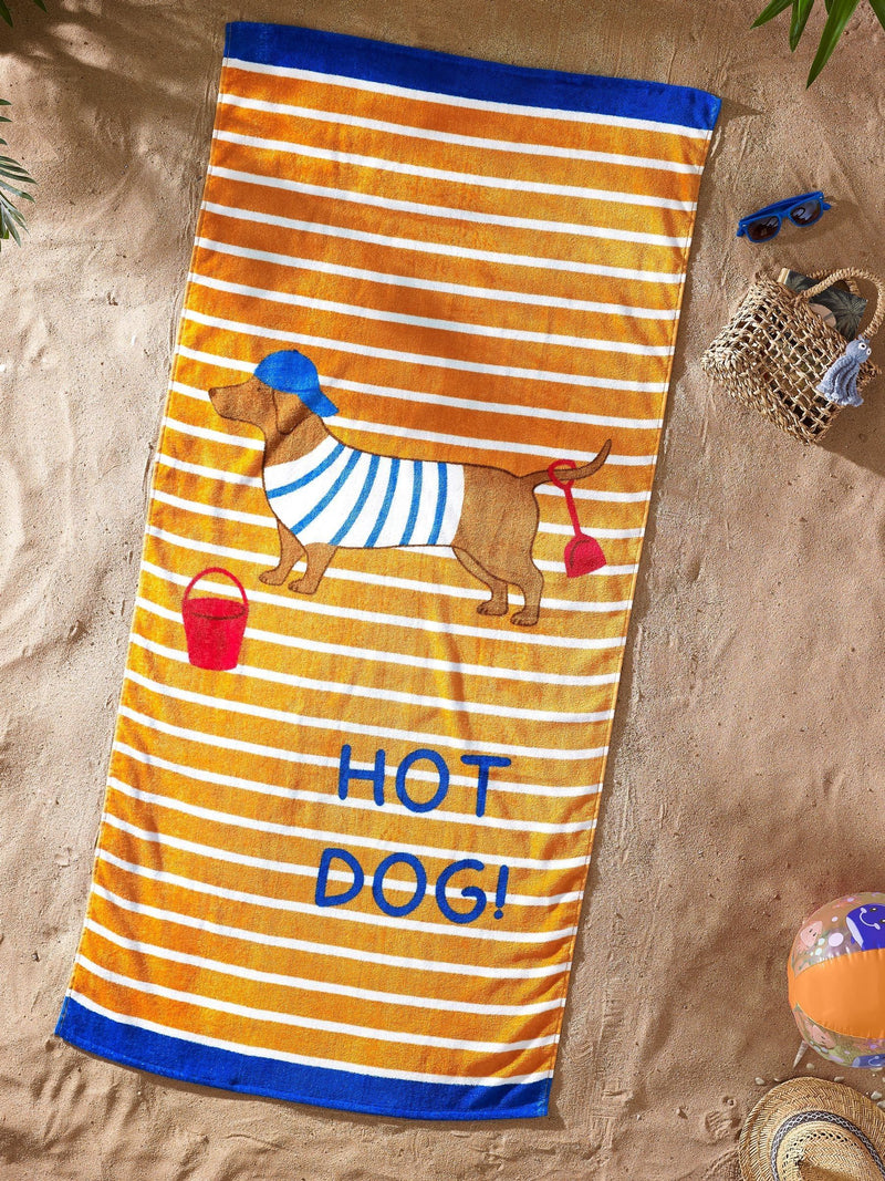 Catherine Lansfield orange hot dog beach towel 160x76cm - British product