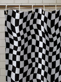Catherine Lansfield Shower Curtain Black White Checkerboard 180x180 cm - British product