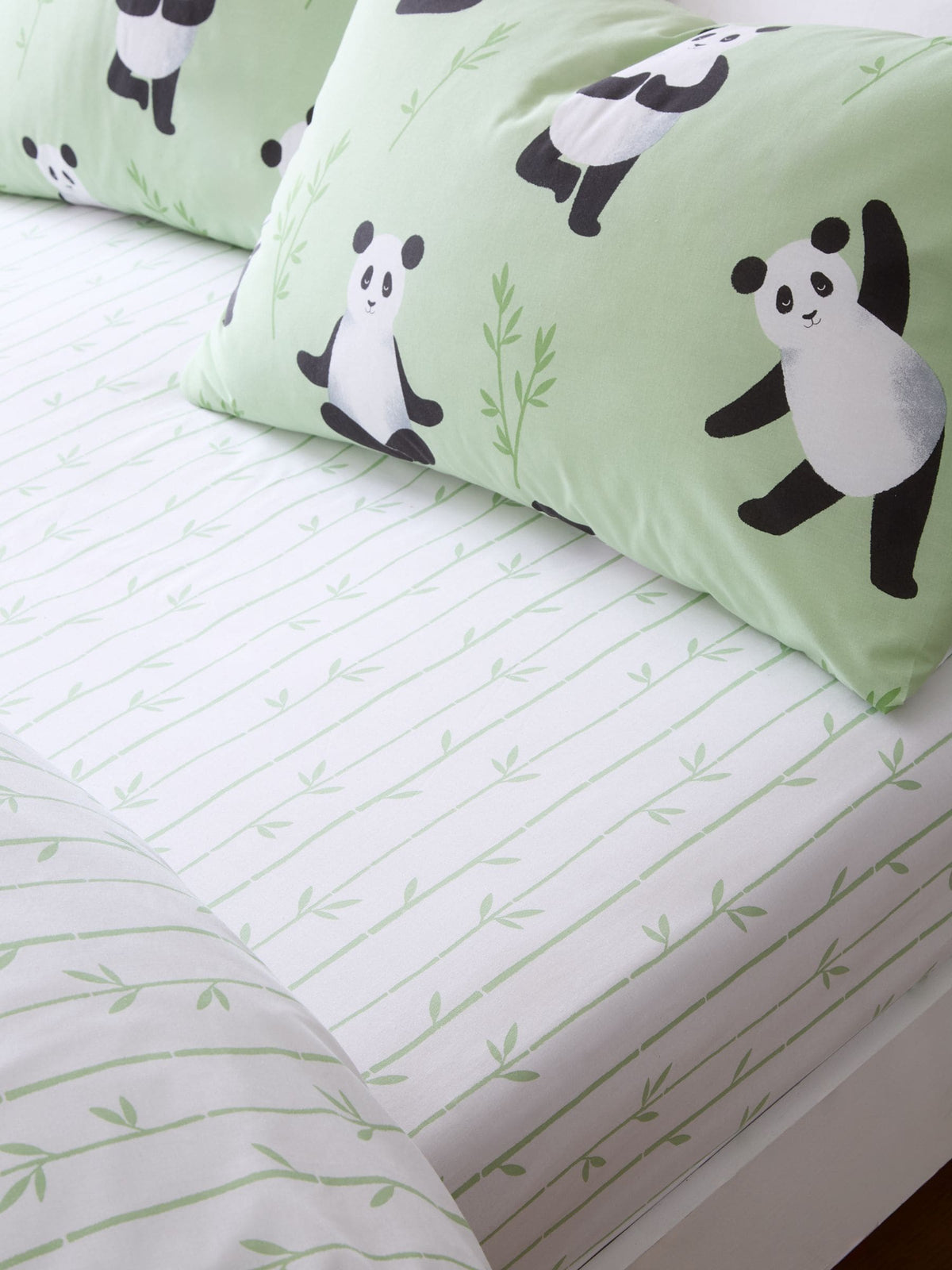 Catherine Lansfield Green Panda Paws Fitted Sheet