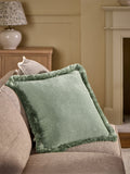Mid Natural Chunky Fringe Velvet Chenille Cushion 50x50cm