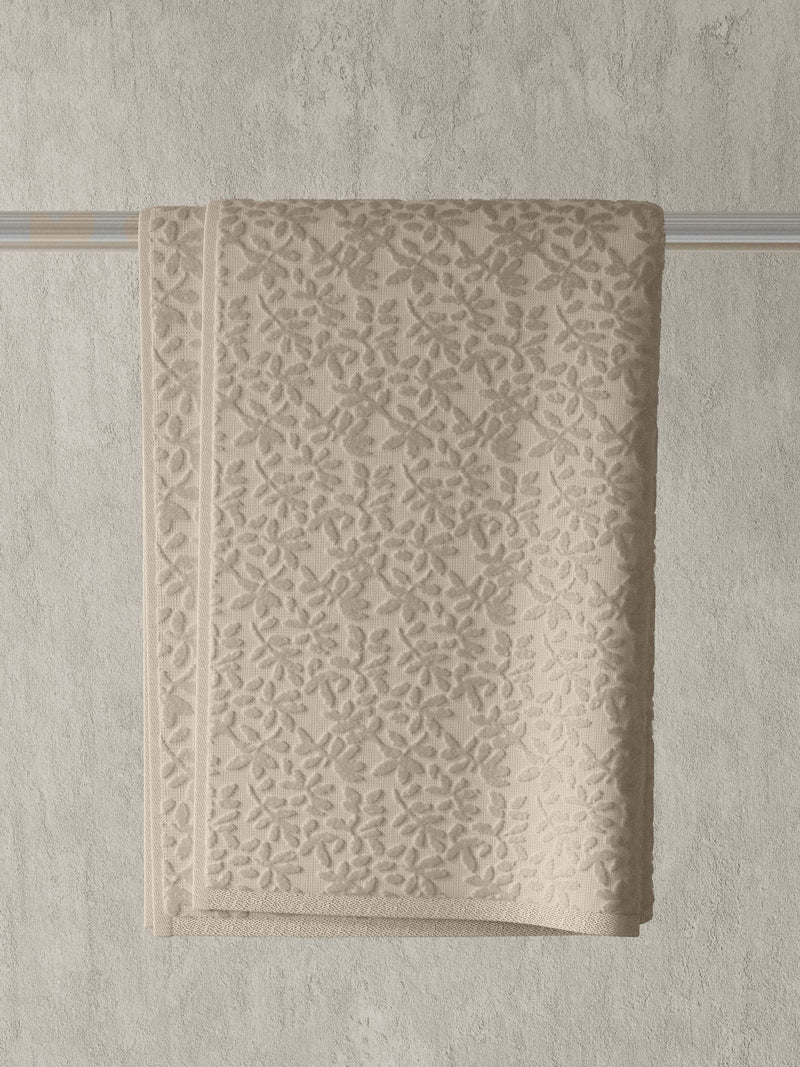 Vantona Natural Jacquard Leaf 500gsm 100% Cotton Towel