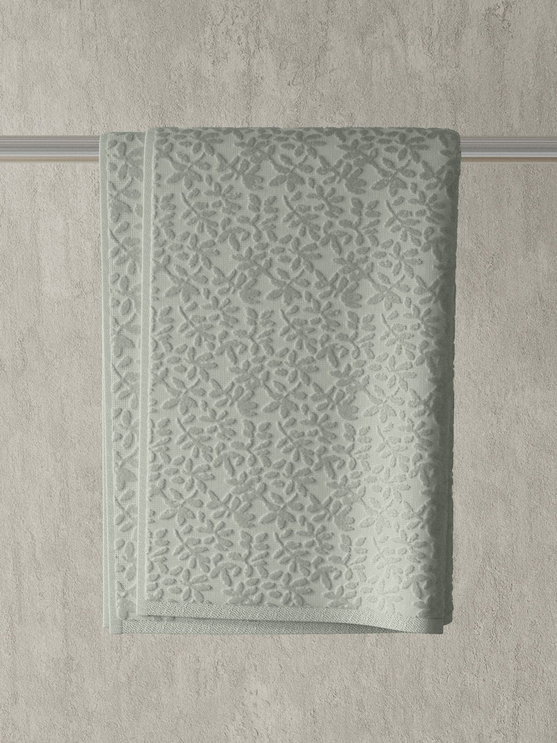 Vantona Green Jacquard Leaf 500gsm 100% Cotton Towel