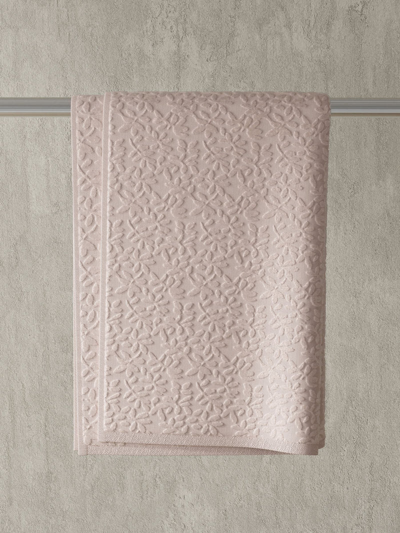 Vantona Pink Jacquard Leaf 500gsm 100% Cotton Towel