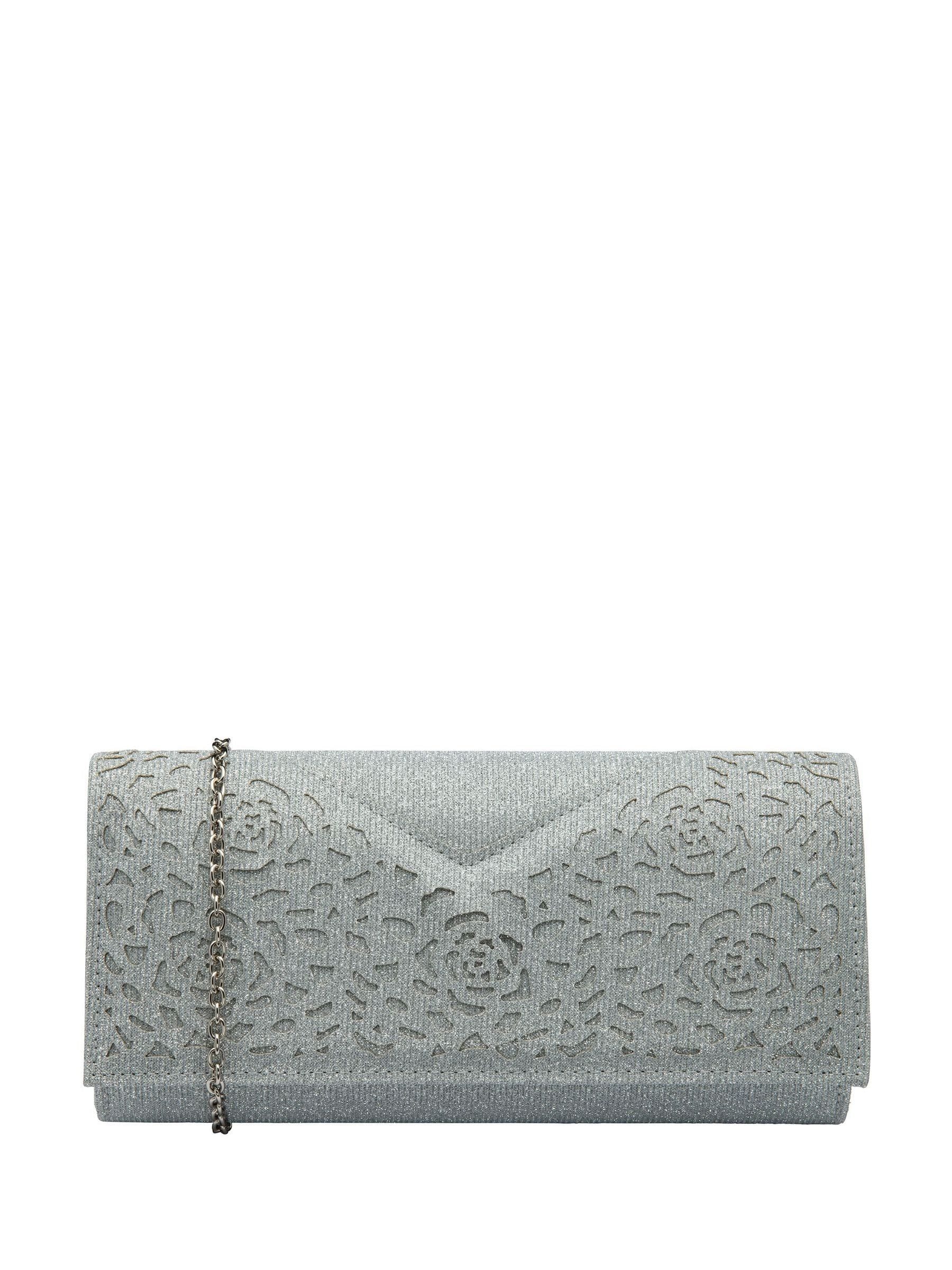 Lotus silver clutch bag with chain, imported from the UK
