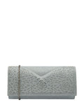 Lotus silver clutch bag with chain, imported from the UK