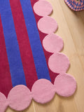 Eleanor Bowmer blue bubble border stripe wool tufted rug (British brand)