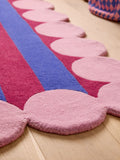 Eleanor Bowmer blue bubble border stripe wool tufted rug (British brand)