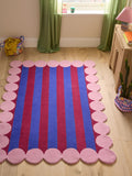 Eleanor Bowmer blue bubble border stripe wool tufted rug (British brand)