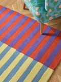 Eleanor Bowmer multi stripe wool tufted rug, imported from the UK