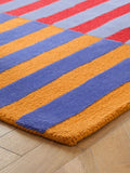 Eleanor Bowmer multi stripe wool tufted rug, imported from the UK