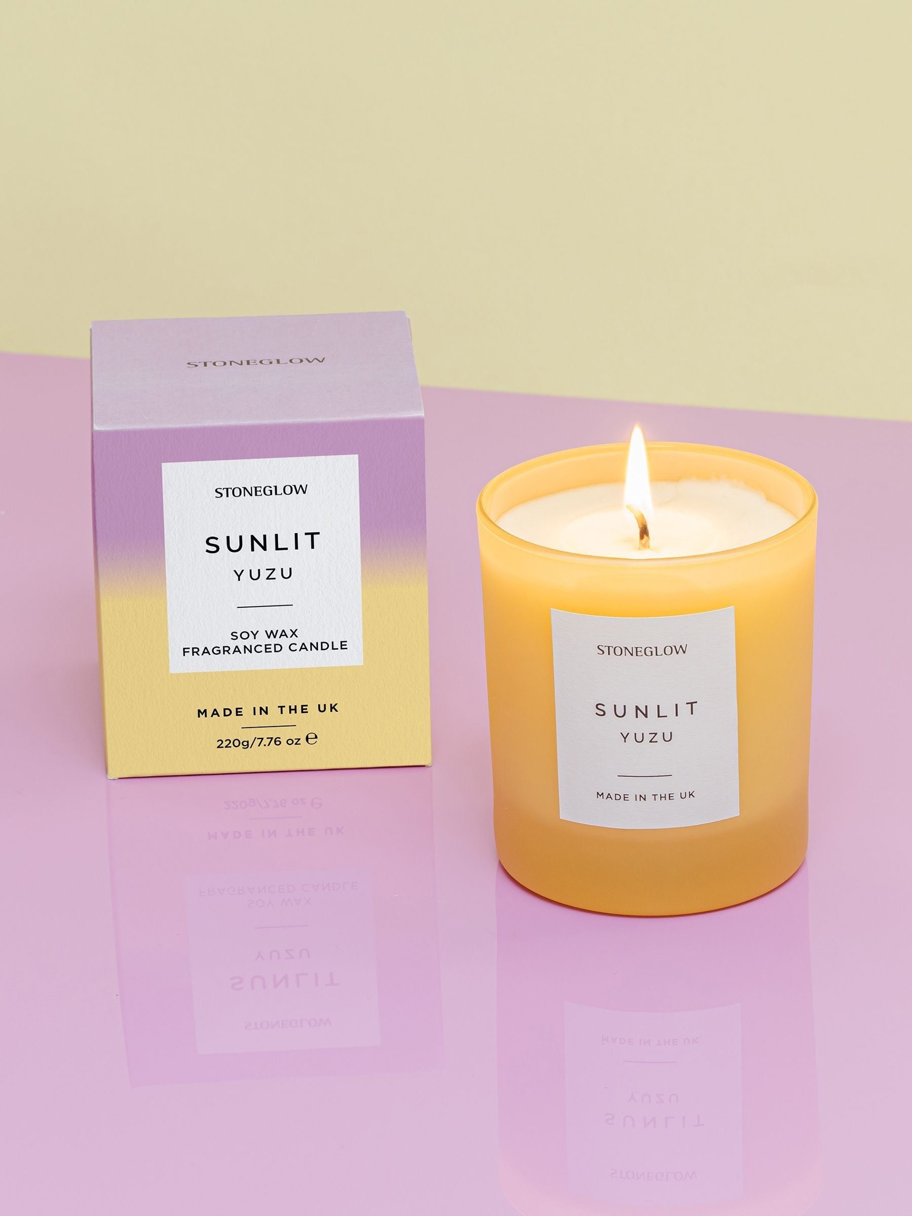 Stoneglow Sunlit Yuzu scented candle 40 hours, imported from the UK