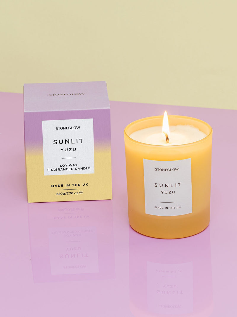 Stoneglow Sunlit Yuzu scented candle 40 hours, imported from the UK