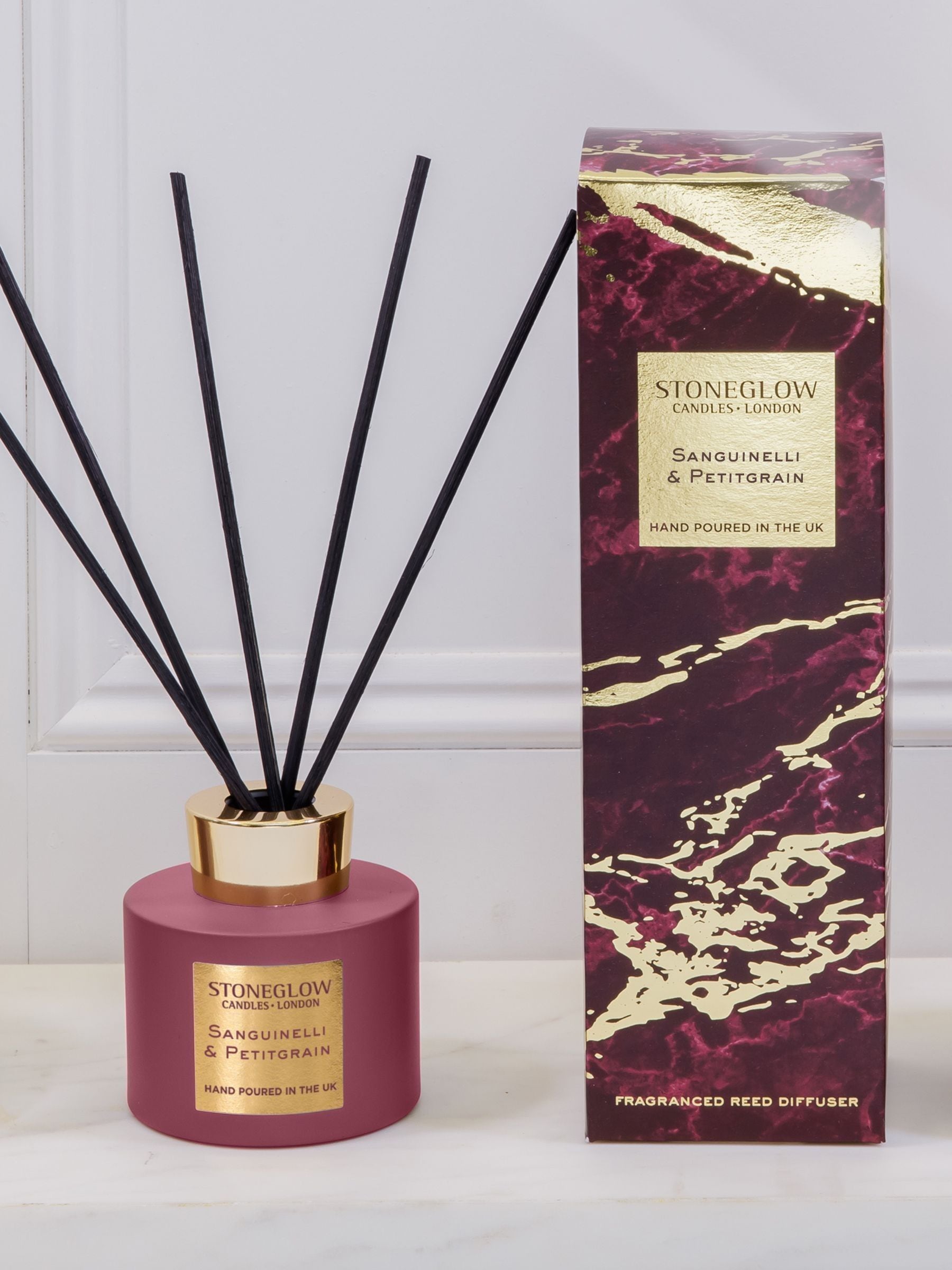 Stoneglow Sanguineli & Petitgrain reed diffuser 120ml, imported from the UK