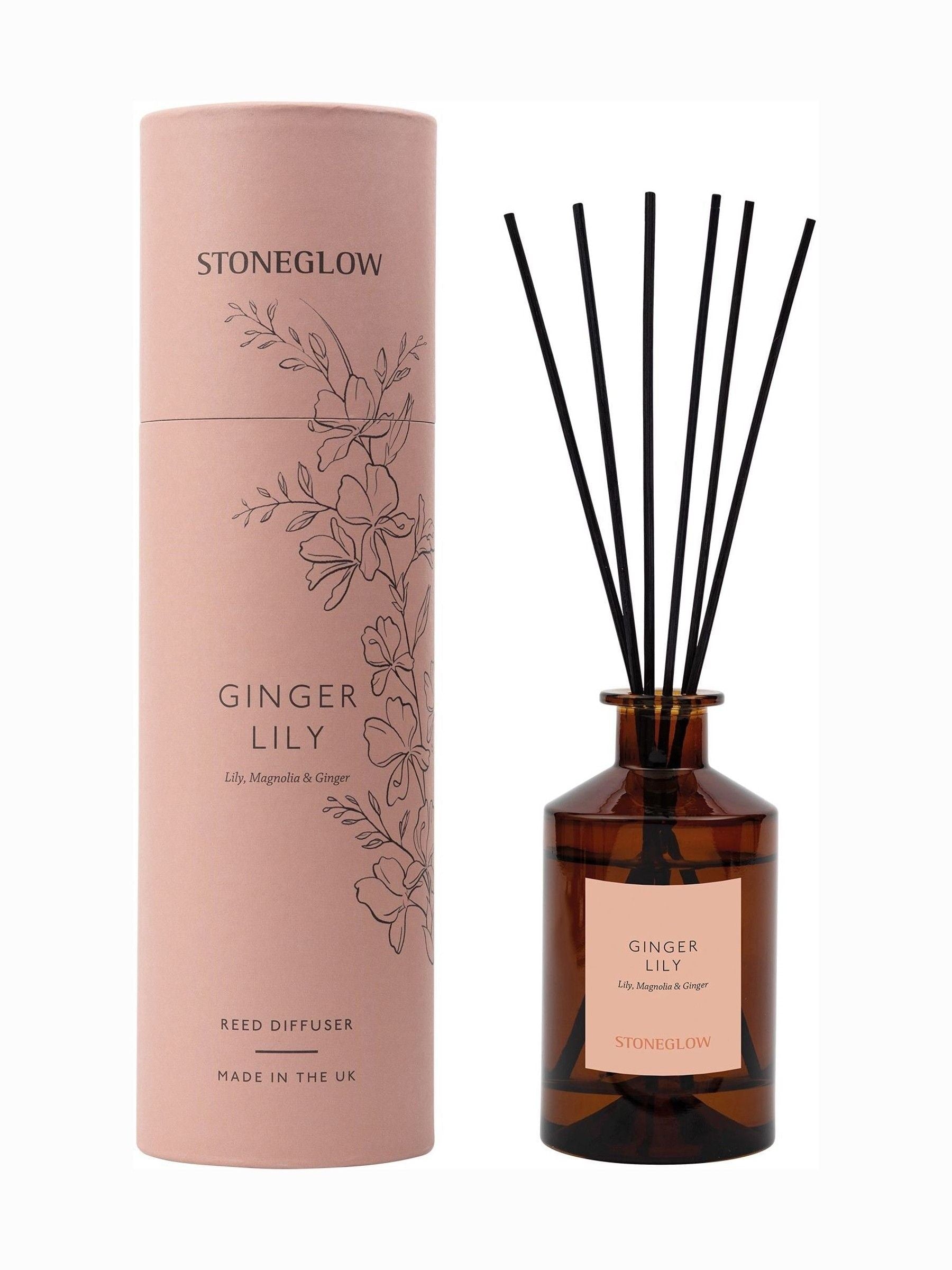 Stoneglow Ginger Lily reed diffuser, imported from the UK