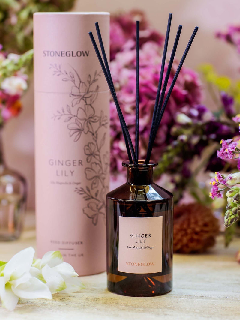 Stoneglow Ginger Lily reed diffuser, imported from the UK