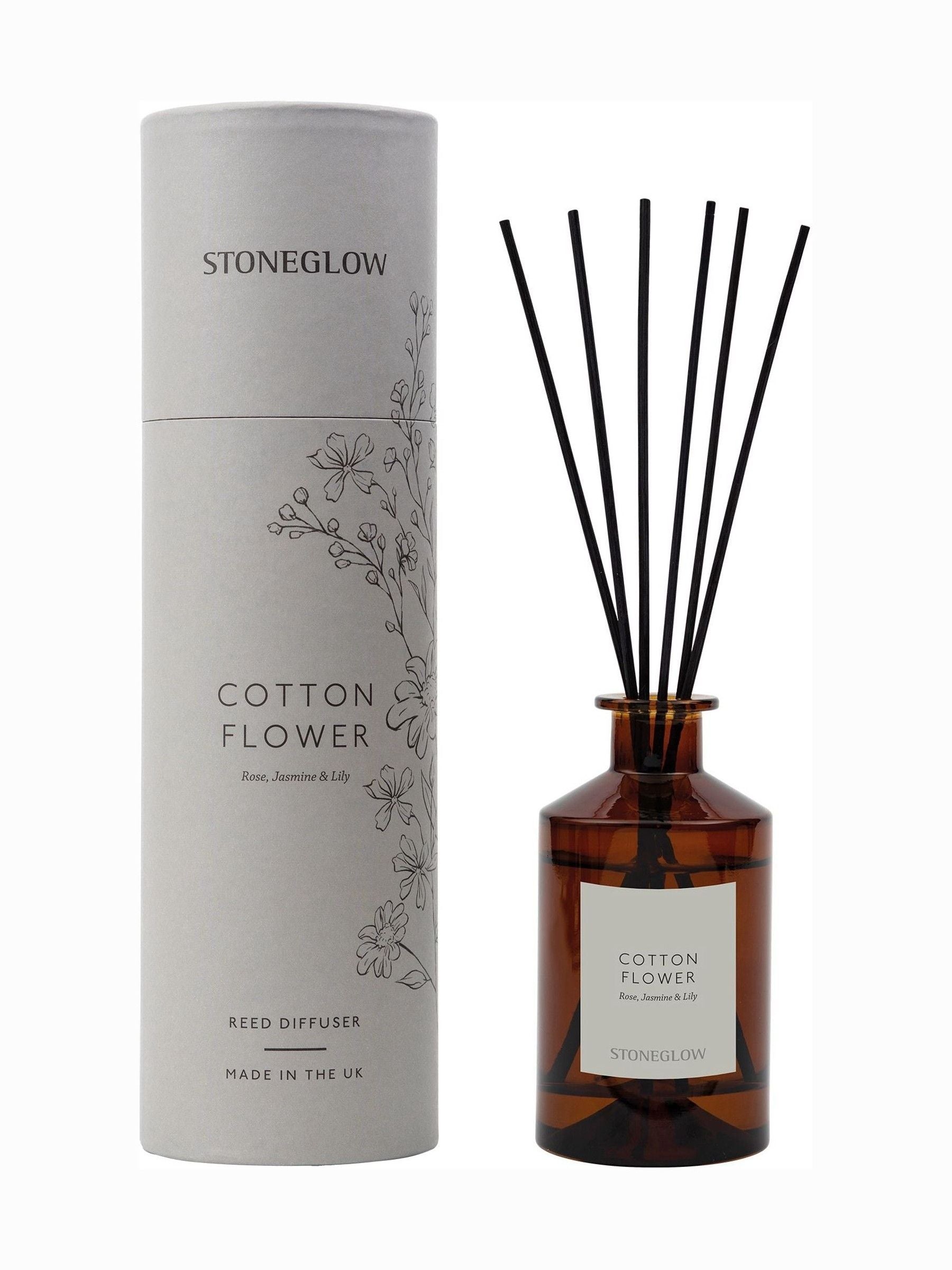 Stoneglow Cotton Flower reed diffuser, imported from the UK