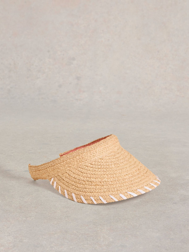 White Stuff Cream Woven Visor Hat