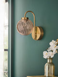 Natural Freya rechargeable wall light with rippled glass, UK version