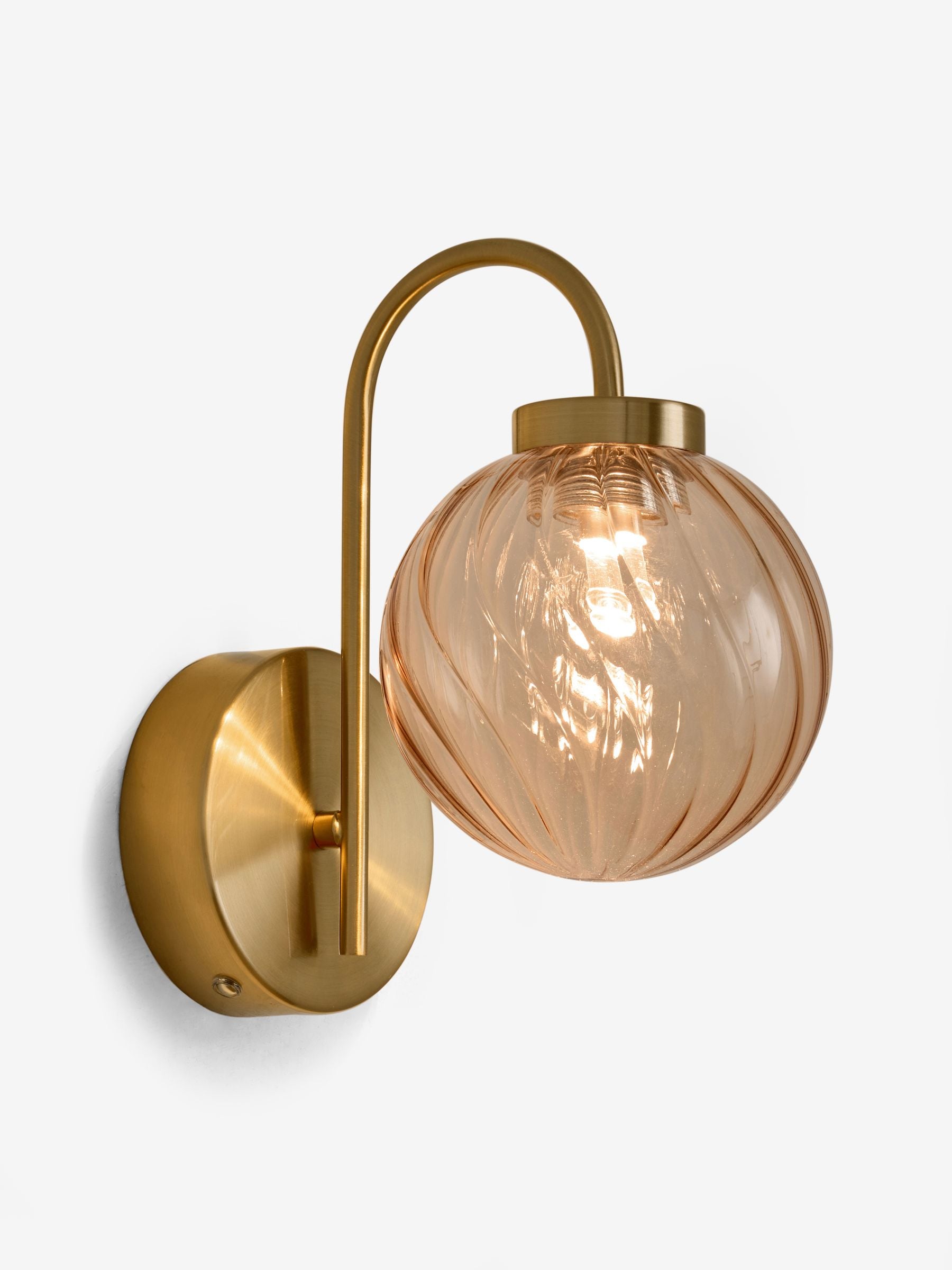 Natural Freya rechargeable wall light with rippled glass, UK version