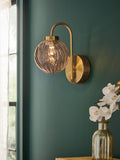 Natural Freya rechargeable wall light with rippled glass, UK version