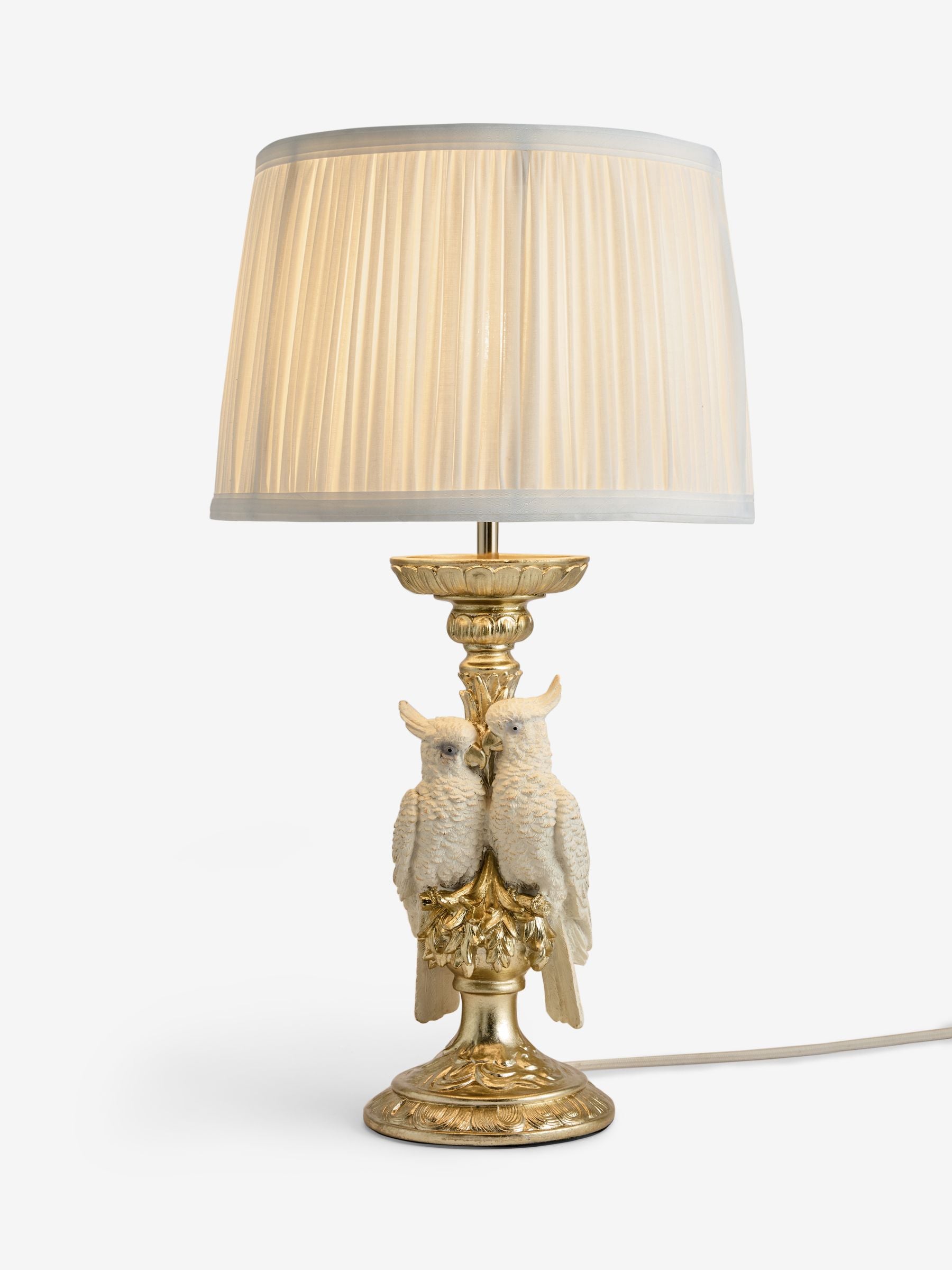White Cockatoo table lamp resin textile metal - British product