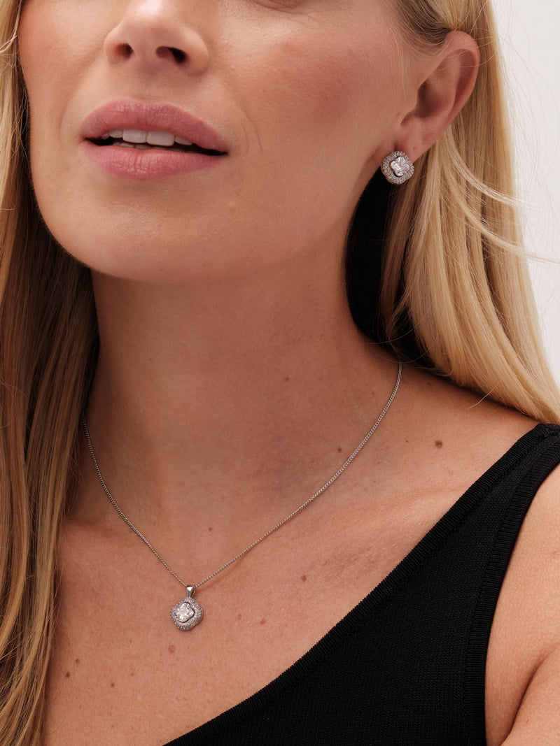 Jon Richard silver tone cubic zirconia clover jewellery set, UK version