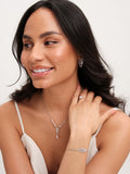 Jon Richard silver tone cubic zirconia floral Y necklace 16-inch, UK version