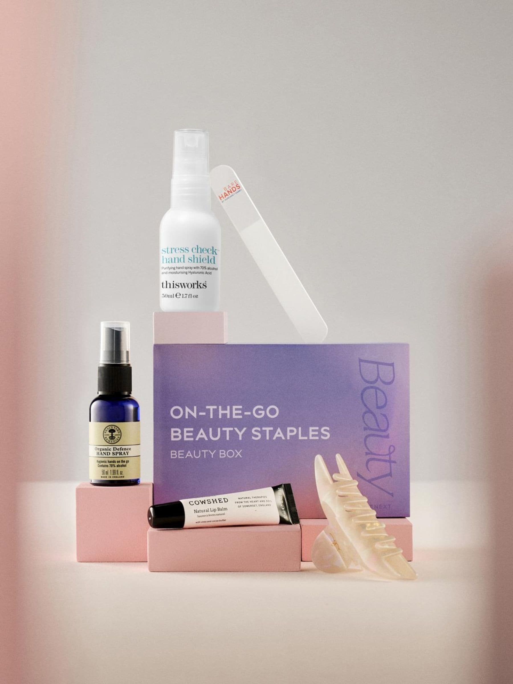 On The Go Beauty Box with skincare and grooming products, imported from the UK