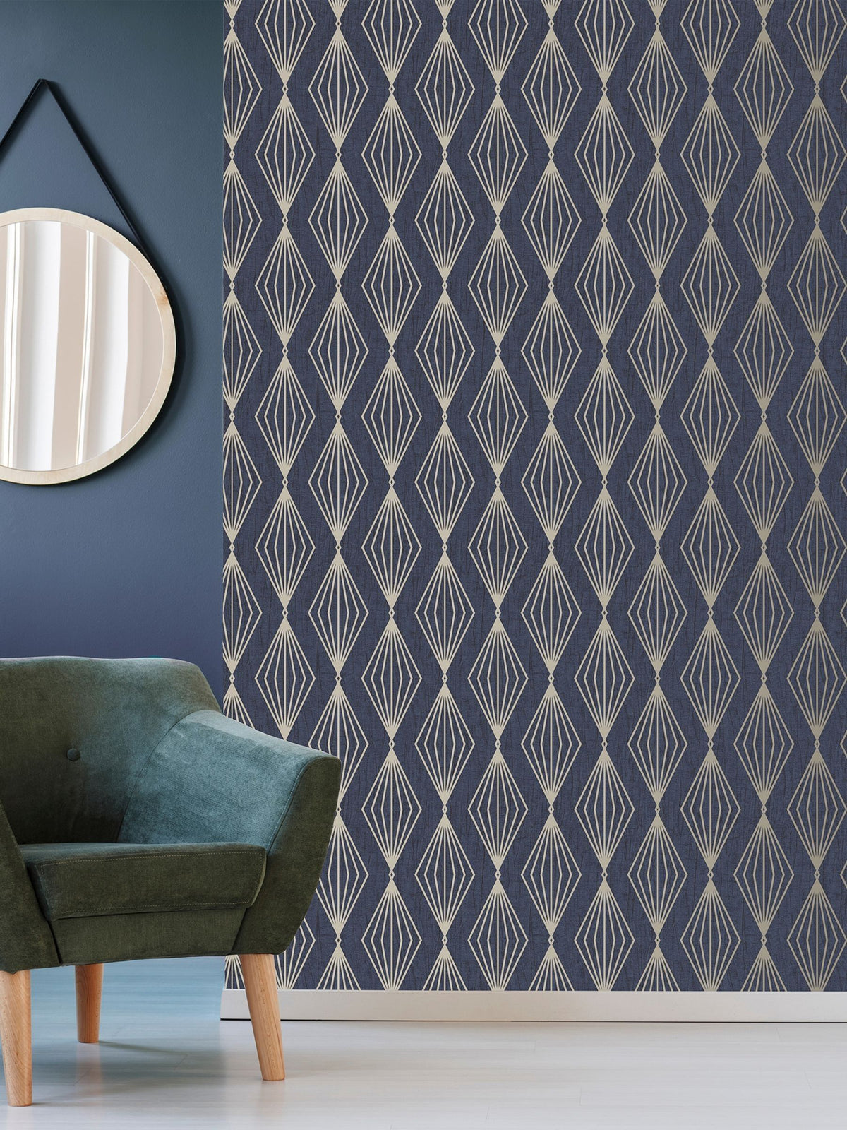 Boutique Sapphire Marquise Geo A4 wallpaper sample (British brand)