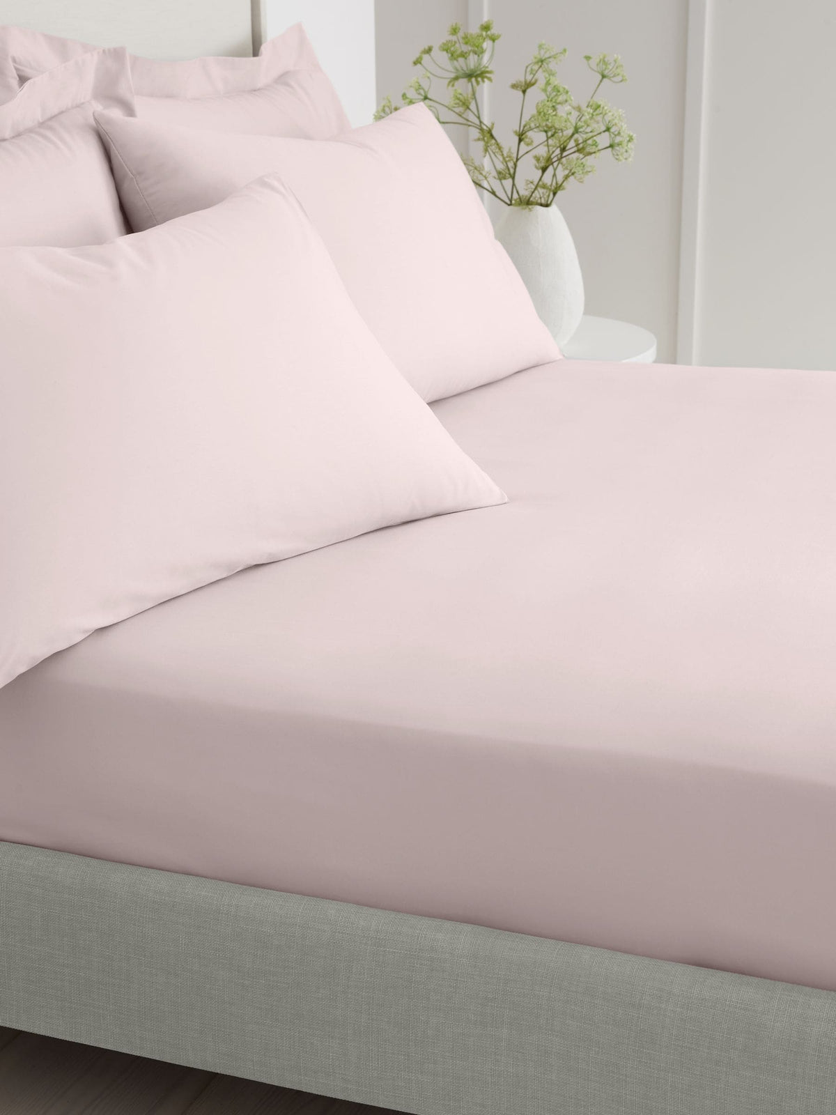 Bianca Blush Pink 200 Thread Count 100% Cotton Percale Deep Fitted Sheet