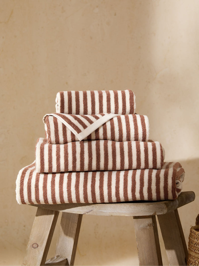 Yard Pecan Orange Hebden Striped Towel