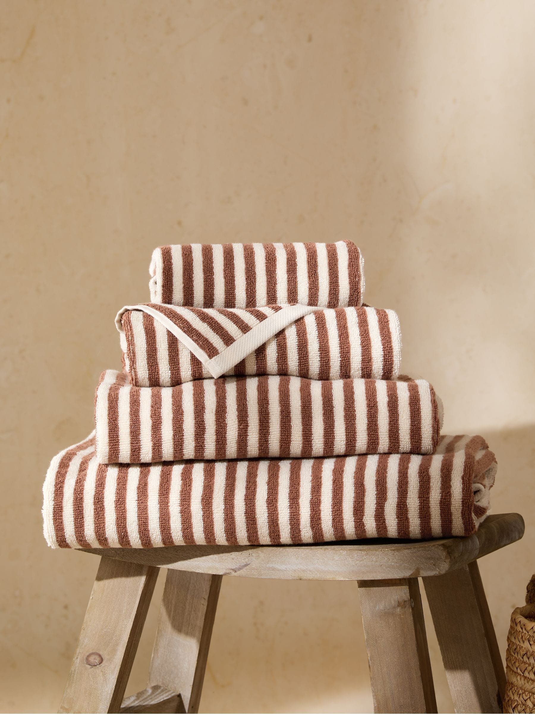 Yard Pecan Orange Hebden Striped Towel